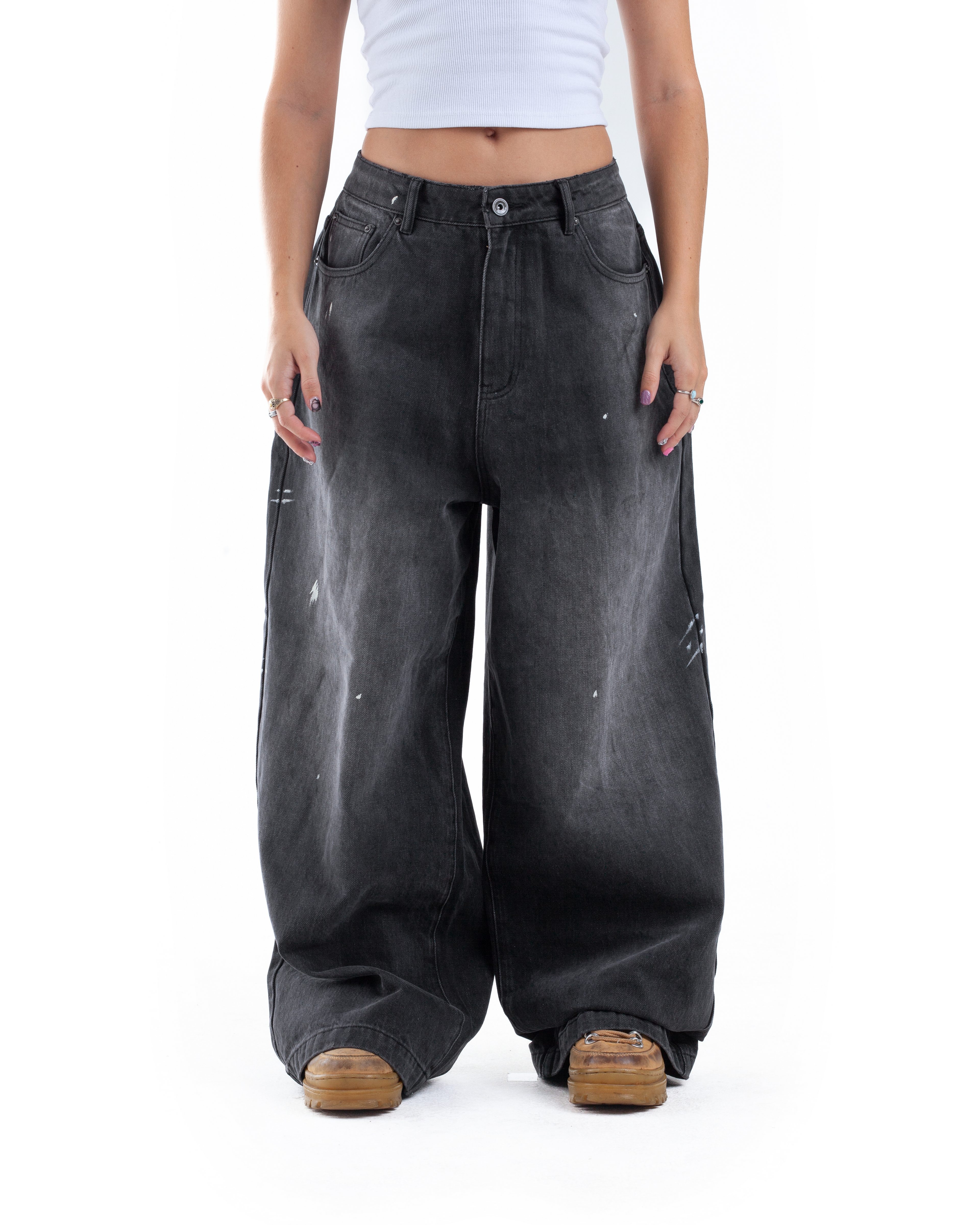 Black Paint Splatter Denim
