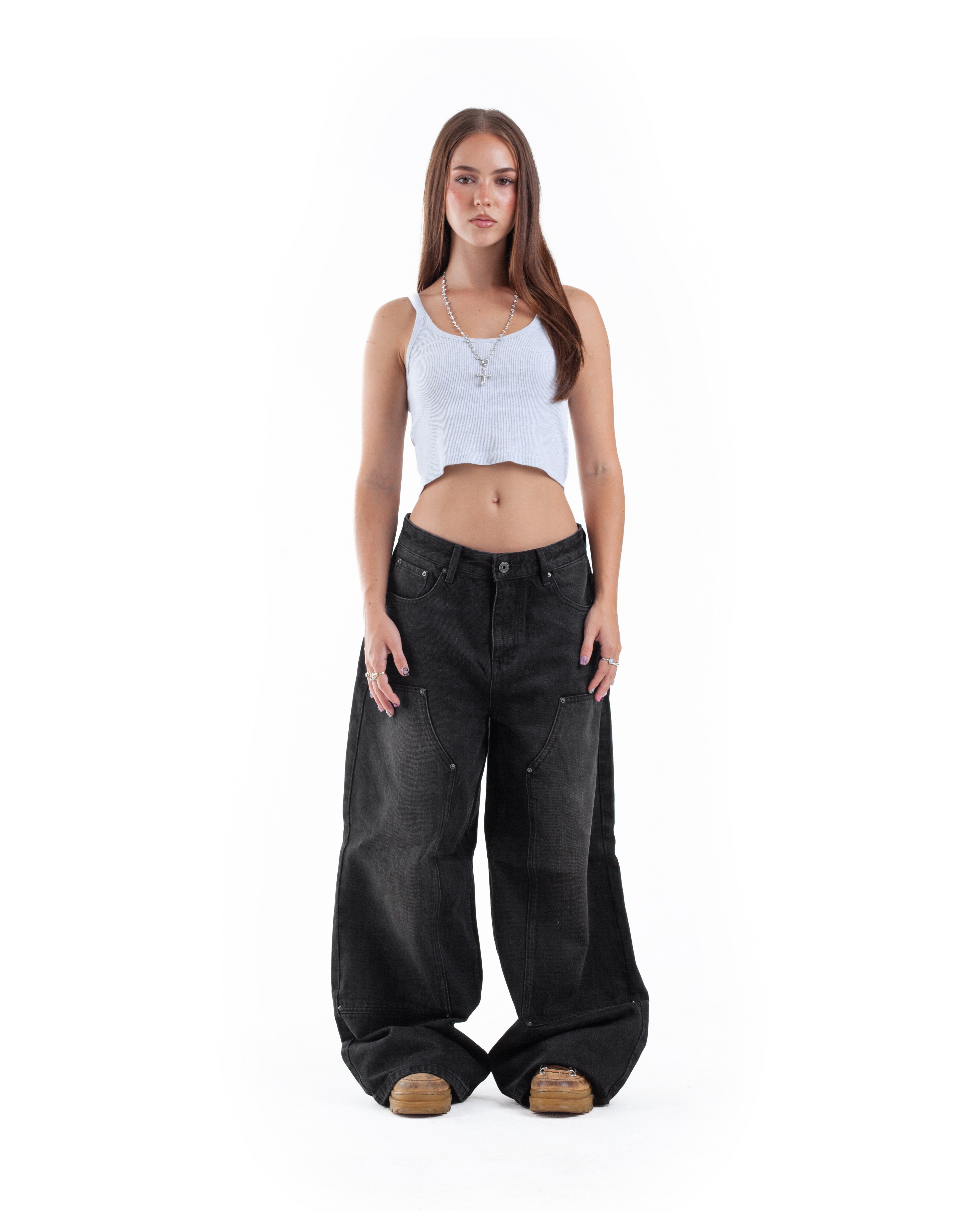 Black Double Knee Denim