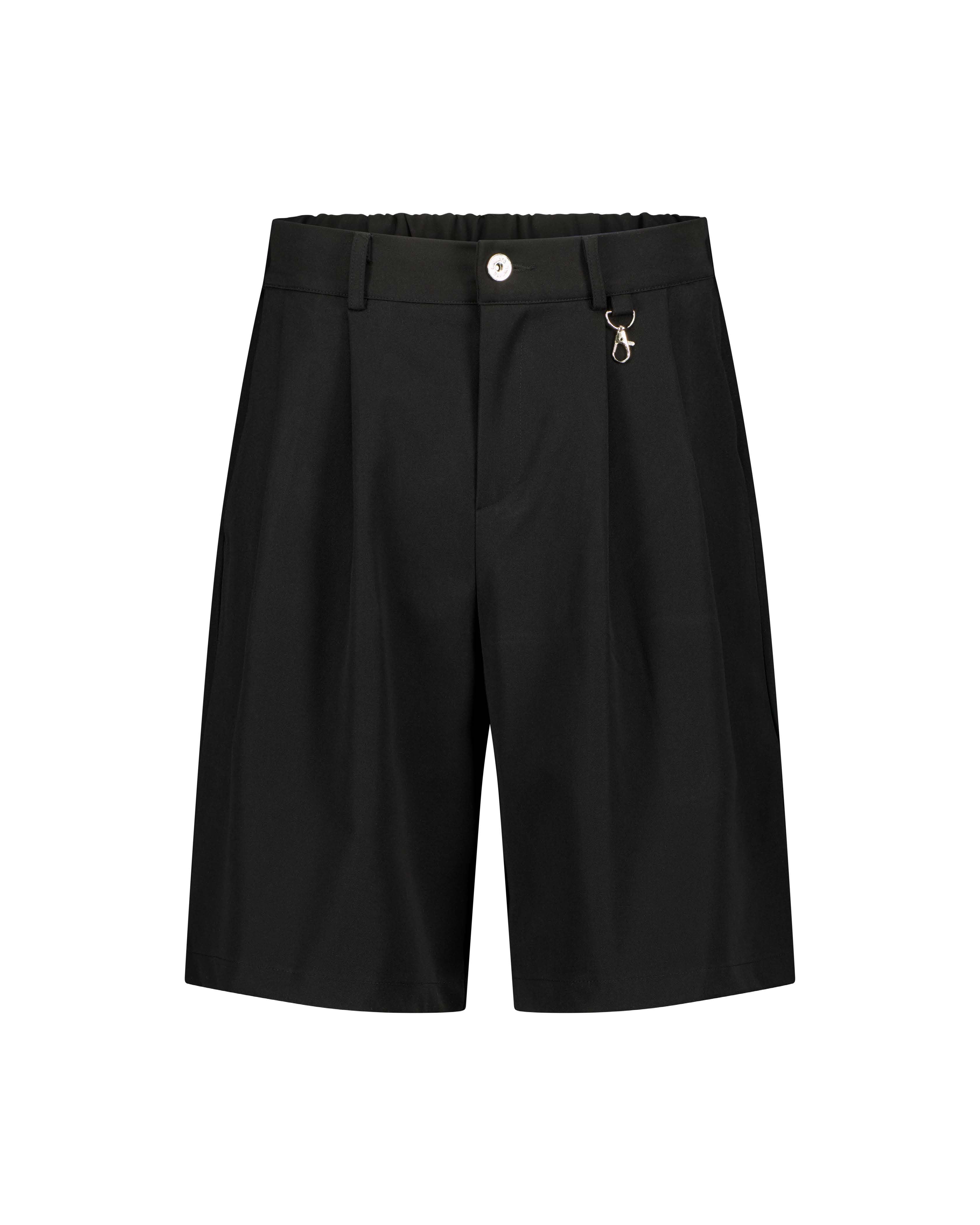 Plissierte Shorts – Schwarz